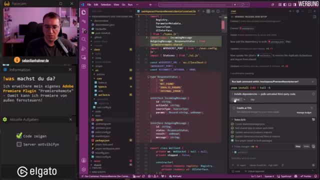 PremiereRemote 702.gg in Live-Session mit AI-generiertem Code validiert